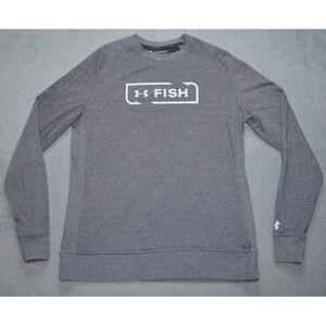Under Armour Fish Long Sleeve Sweatshirt Women's L Gray‎ Fishing Hook Logo